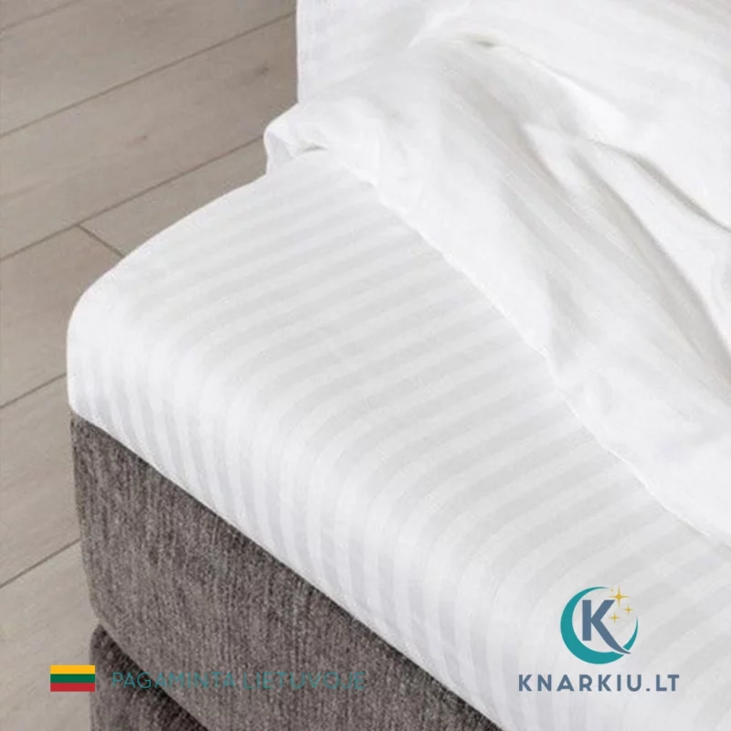 Satino paklodė su guma, dryžuota