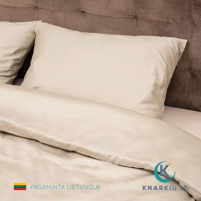 Satino patalynės užvalkalų komplektas BEIGE | PREMIUM