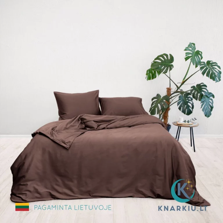 Satino patalynės užvalkalų komplektas RUDAS | PREMIUM