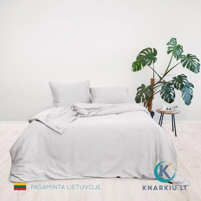 Satino patalynės užvalkalų komplektas tvarioje pakuotėje SIDABRINIS | PREMIUM