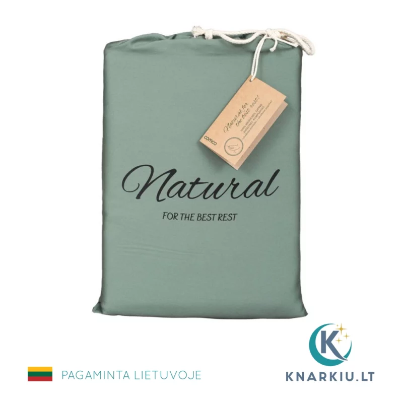 Satino patalynės užvalkalų komplektas ŽALSVAS | PREMIUM