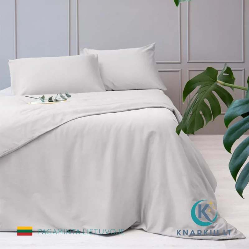 Satino patalynės užvalkalų komplektas HARMONY SIDABRINIS