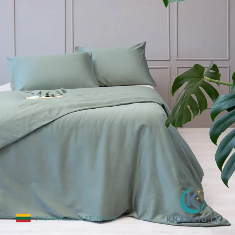 Satino patalynės užvalkalų komplektas  HARMONY ŽALSVAS