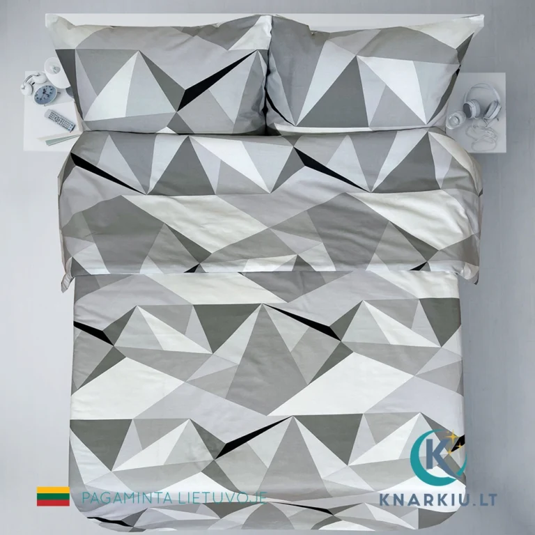 Rankų darbo medvilninis patalynės užvalkalų komplektas Silver Prism