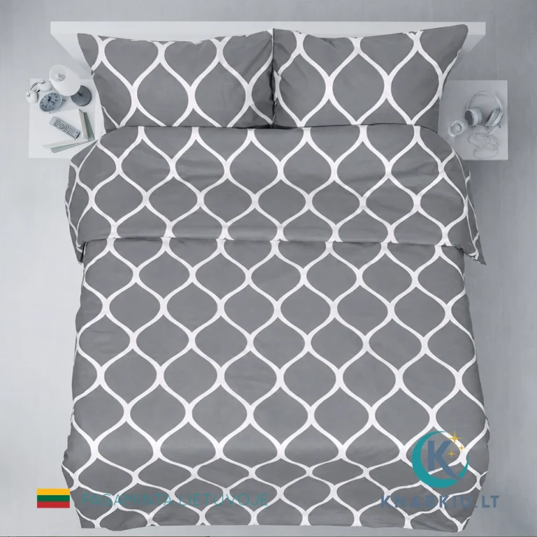 Rankų darbo medvilninis patalynės užvalkalų komplektas Silver Trellis