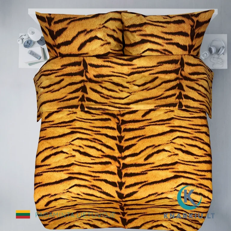 Rankų darbo medvilninis patalynės užvalkalų komplektas Wild Tiger